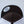 Load image into Gallery viewer, An overhead view of Fault Line's black & white snapback trucker cap. The front of the cap has an embroidered patch with the logo on it.