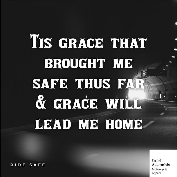 A close-up of the main design shows a photograph of a tunnel with the text, tis grace that brought me safe thus far and grace will lead me home.